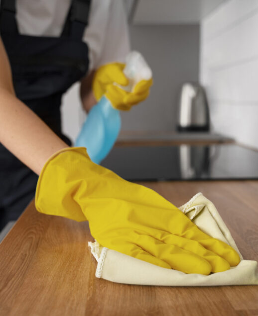 front-view-woman-cleaning-home